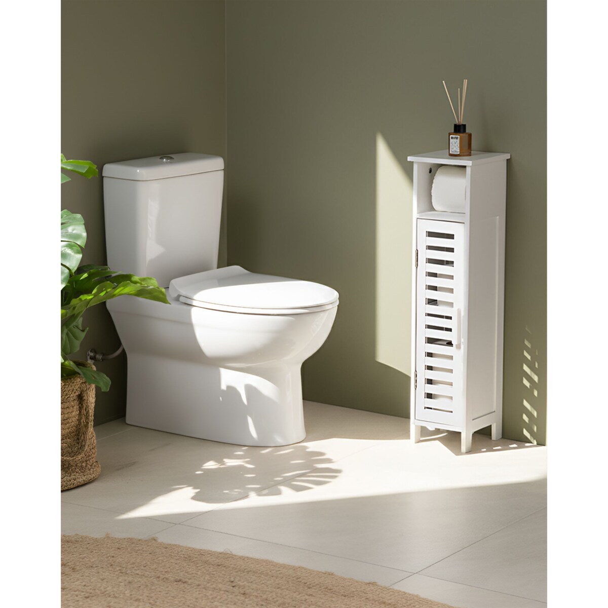 Szafka na papier toaletowy OLATHE Drewno bambusowe Biały