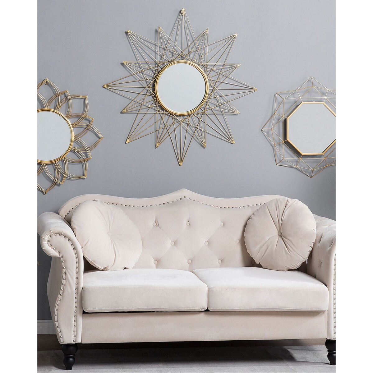 Metalowe lustro ścienne ø 67 cm złote MILLY