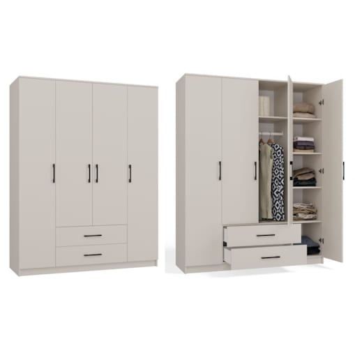 SZAFA ROMANA 160 BEZ LUSTRA 2 SZUFLADY 160CM KASZMIR BEŻ