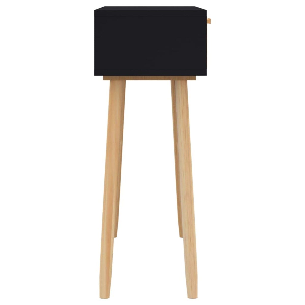 vidaXL Stolik konsolowy, czarny, 80x30x75 cm, lita sosna i rattan