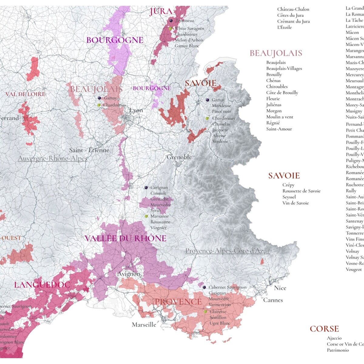 plakat FRANCJA regiony winiarskie 40x50cm