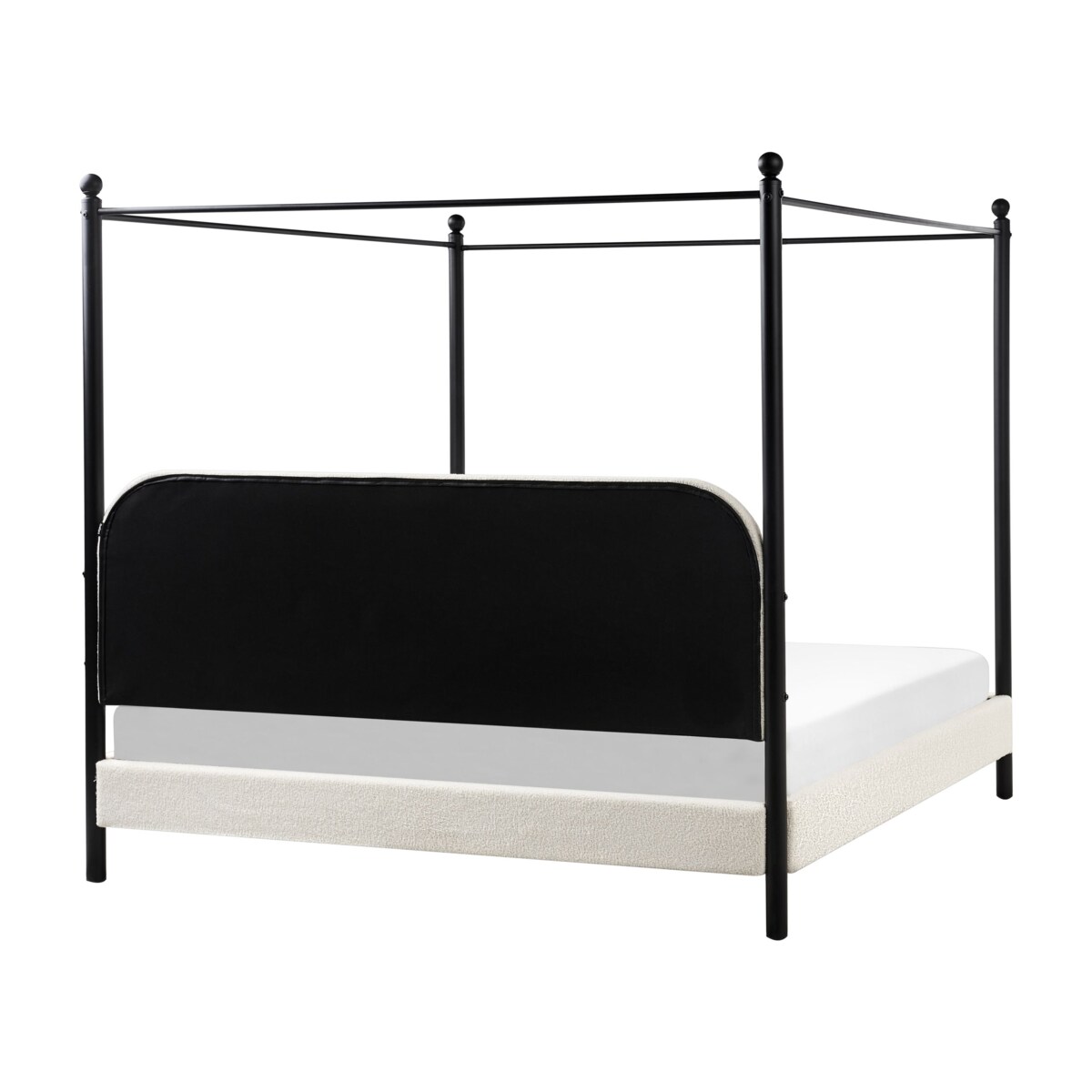 Łóżko z baldachimem Boucle DANNEMOIS 180 x 200 cm Złamana biel