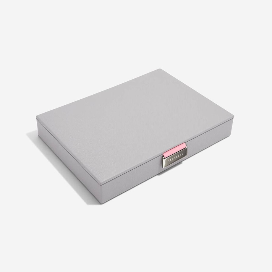Szkatułka na biżuterię Stackers classic szaro-różowa z pokrywką