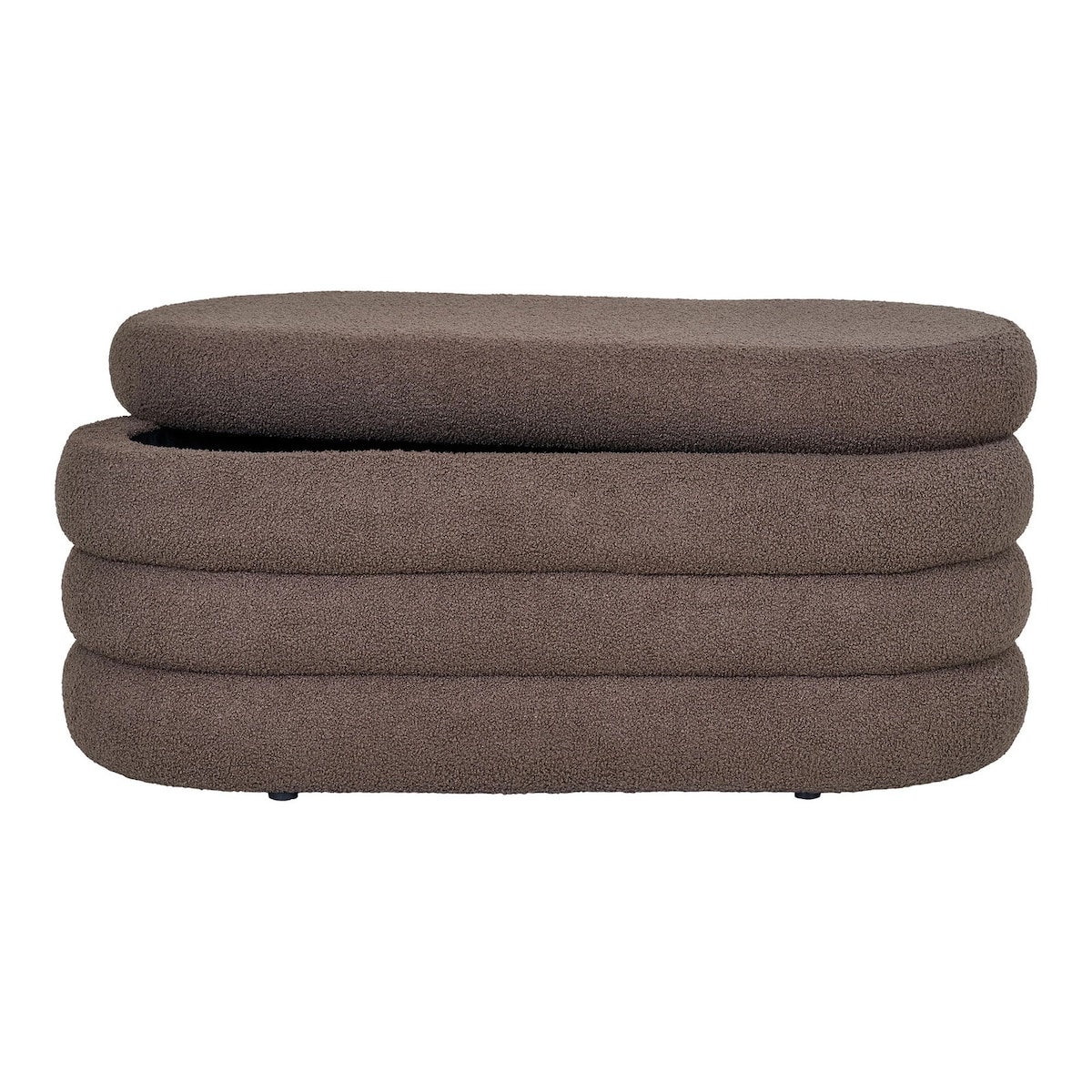 Pufa brązowa boucle 44x103x45 cm PEPUTRA ze schowkiem
