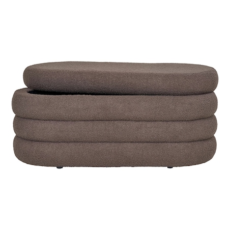 Pufa brązowa boucle 44x103x45 cm PEPUTRA ze schowkiem