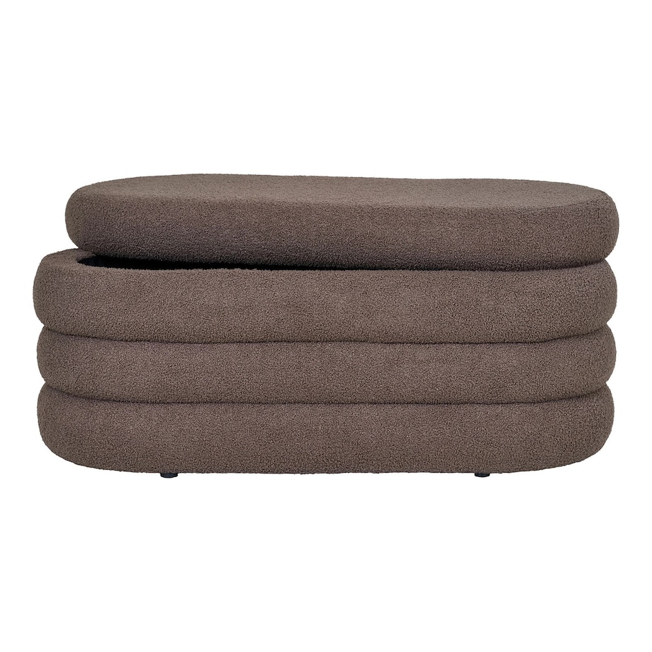 Pufa brązowa boucle 44x103x45 cm PEPUTRA ze schowkiem