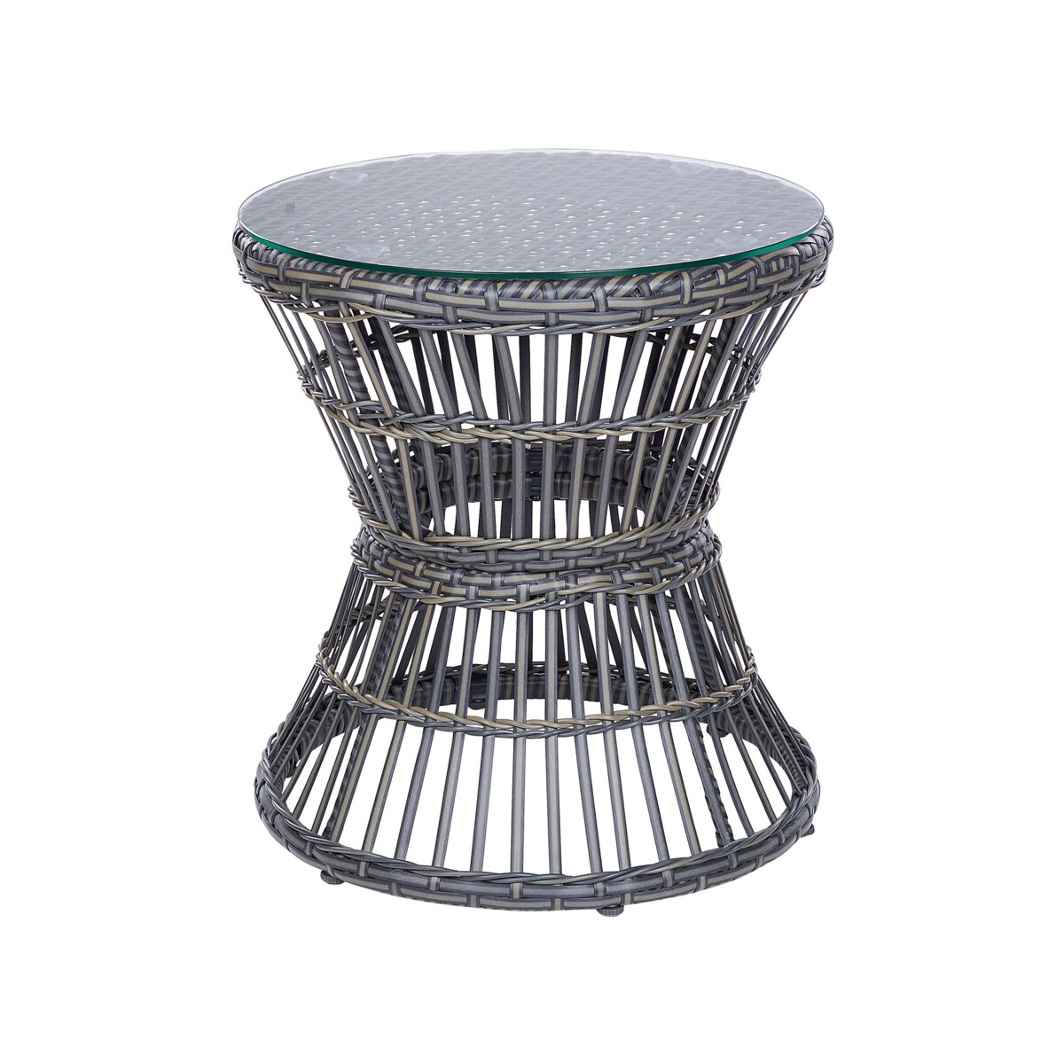 Zestaw mebli balkonowych z technorattanu beżowoszary MESYNA