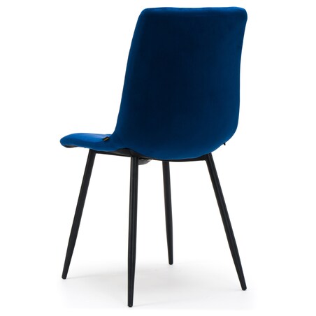 Krzesło tapicerowane pikowane welurowe do salonu jadalni PARMA granatowa