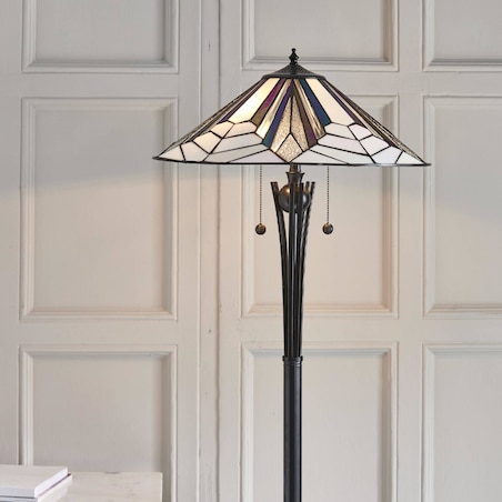 Stojąca lampa Tiffany Astoria 63934 Endon witraż włącznik czarny