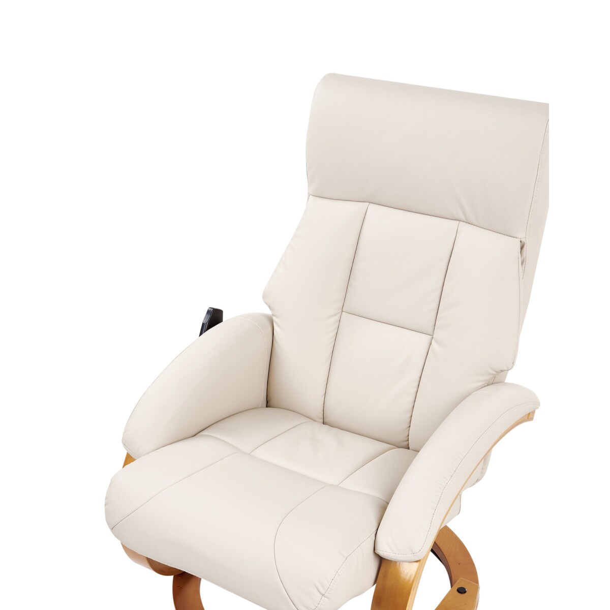 Fotel z masażem FORCE Z podnóżkiem Ekoskóra Jasnobeżowy