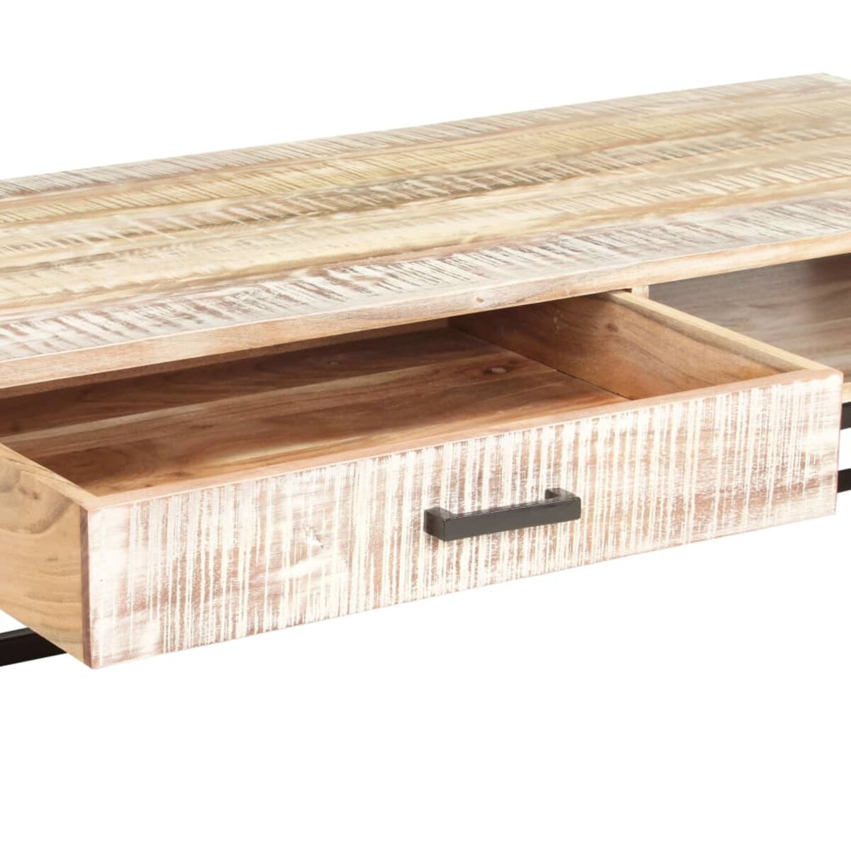 vidaXL Stolik kawowy, biały, 117x50x30 cm, lite drewno akacjowe
