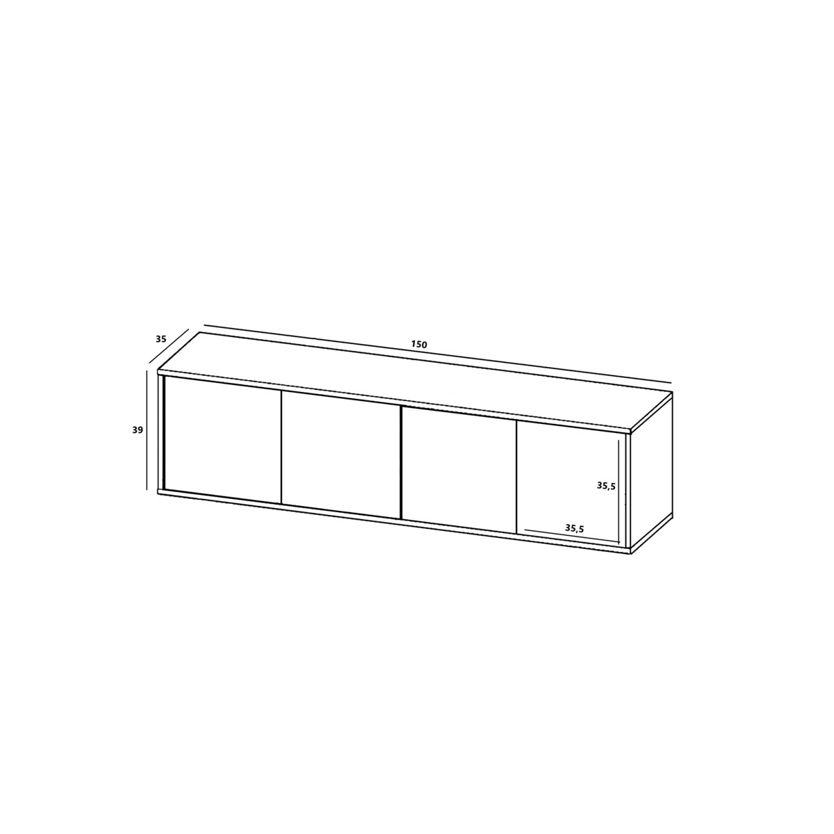 Szafka RTV Wisząca Loft Komoda RTV Dąb Wotan Czarny MAT 150 cm