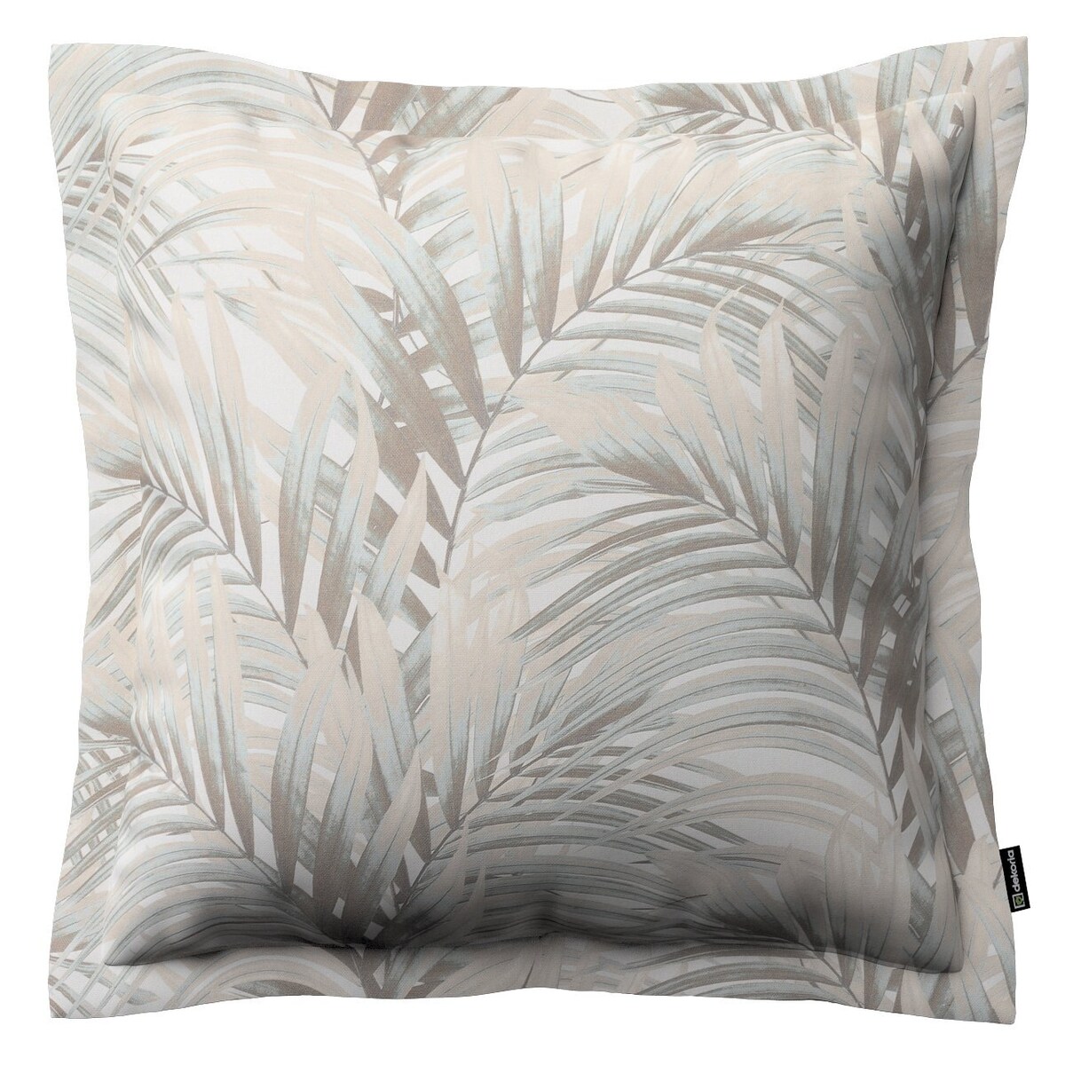 Poszewka Mona na poduszkę 45x45 beżowo-kremowe liście palmy na białym tle