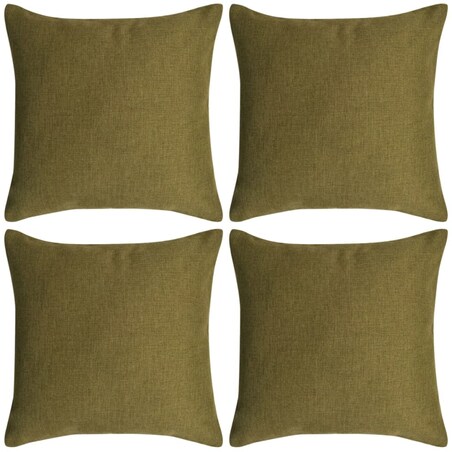 vidaXL Poszewki na poduszki 4 szt. lniane, zielone 50x50 cm