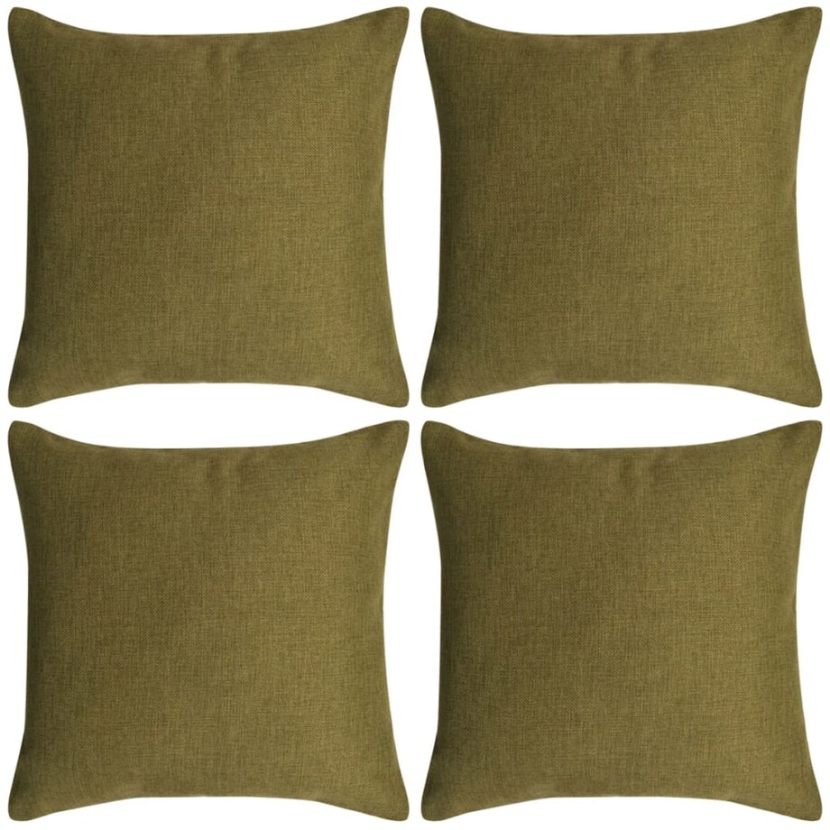 vidaXL Poszewki na poduszki 4 szt. lniane, zielone 50x50 cm