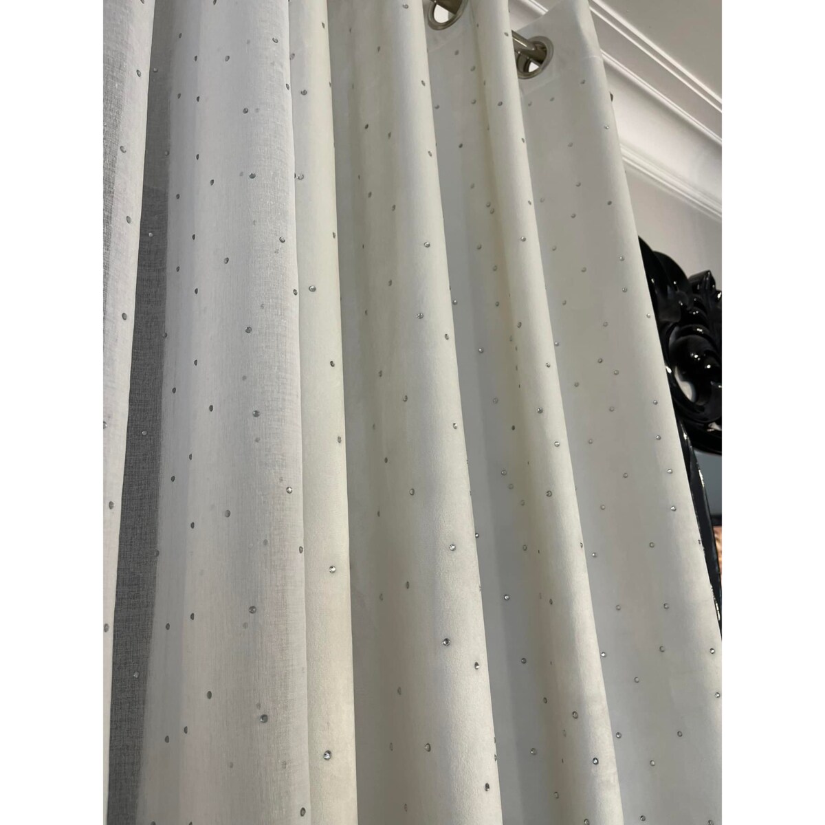 zasłona welurowa "full crystal" 140x250 cm przelotki śmietana