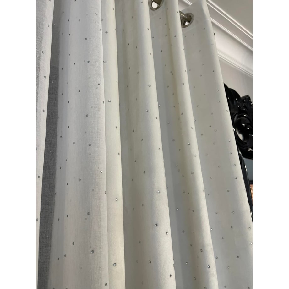 zasłona welurowa "full crystal" 140x250 cm przelotki śmietana