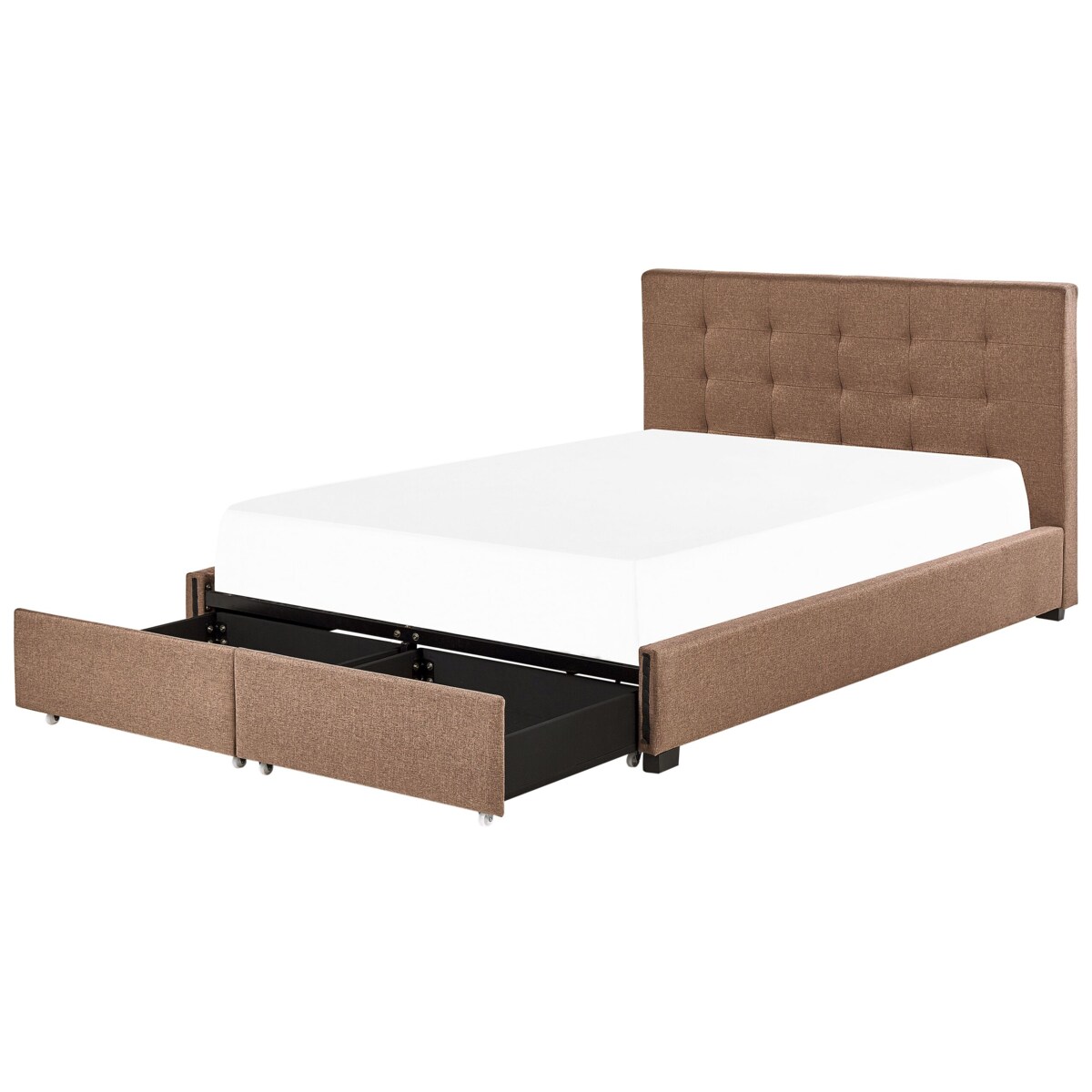 Łóżko z szufladami tapicerowane 180 x 200 cm brązowe LA ROCHELLE