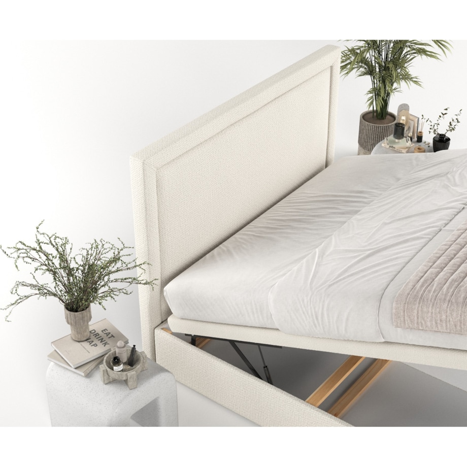 Łóżko tapicerowane SALMA 160x200 z pojemnikiem, Jasny Beż, tkanina Alta 02