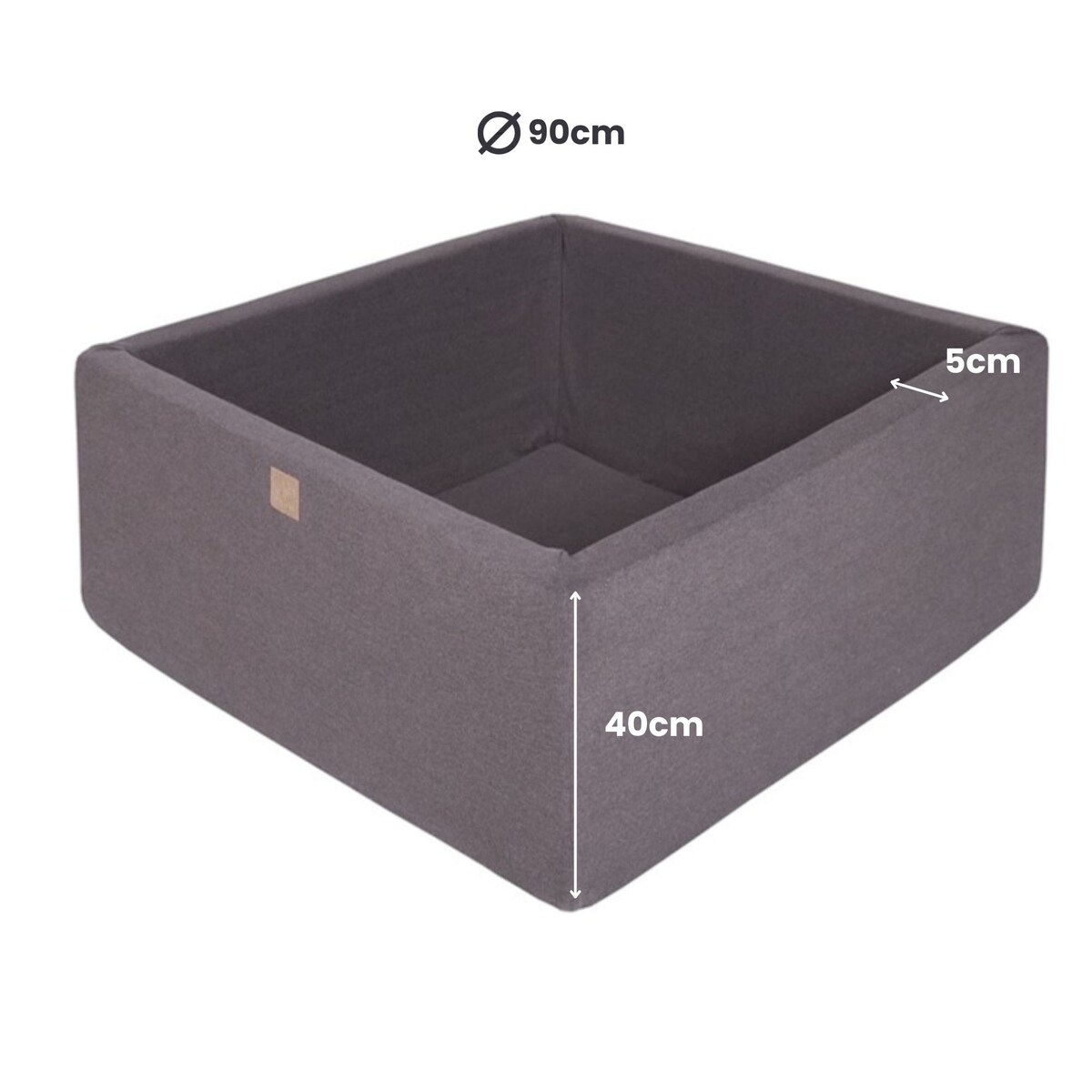 Kwadratowy Suchy Basen dla Dziecka 90x90x40cm/200 Piłek 7cm, Cotton, Ciemnoszary: Białe/Niebieskie/Turkusowe/Błękitne