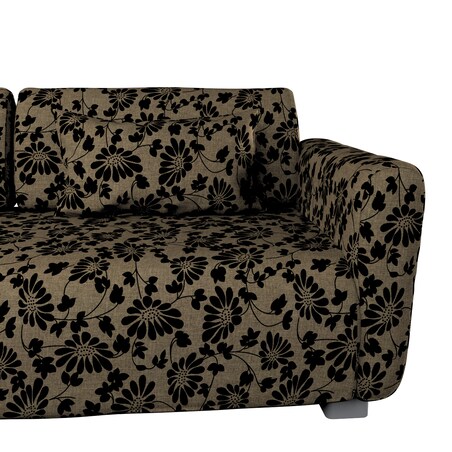 Pokrowiec na sofę 2-osobową jeden podłokietnik Mysinge, czarne kwiaty na beżowym tle, sofa Mysinge 2-os. jeden podłokietnik, Living II