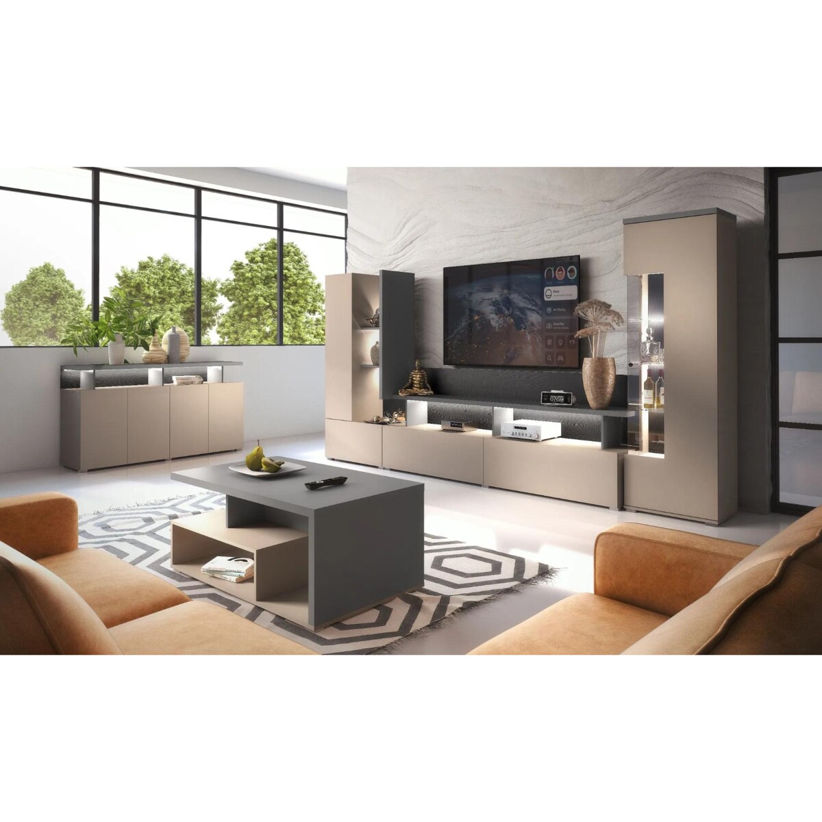 Komoda SERIO 4D 153cm congo/antracyt