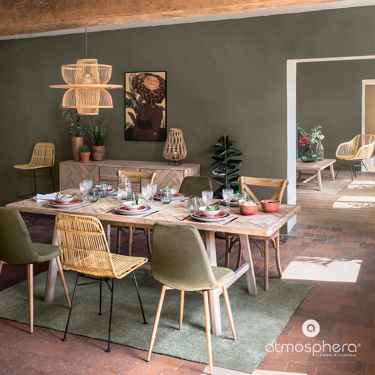 Lampa bambusowa, wisząca, Ø 60 cm