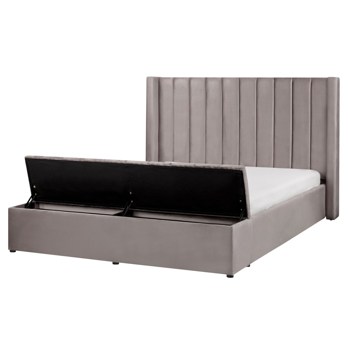 Łóżko wodne welurowe z ławką 160 x 200 cm szare NOYERS