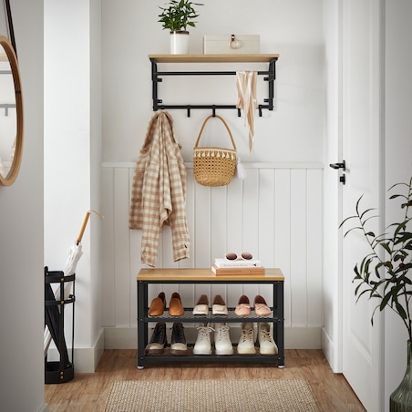 Półka Z Wieszakami w nowoczesnym stylu dąb artisan, czarny