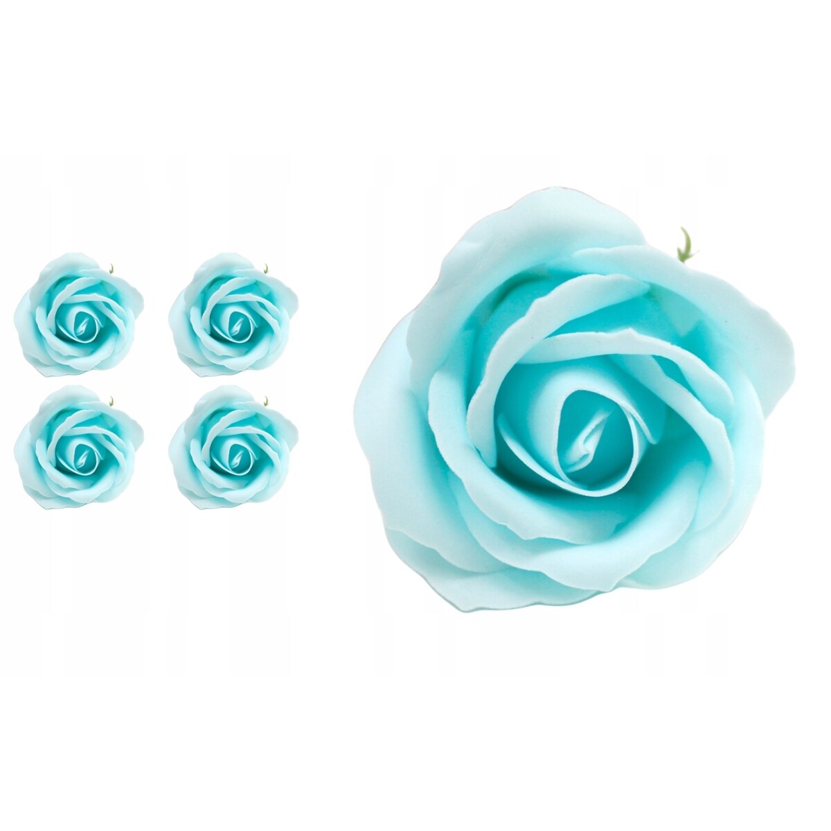 NIEBIESKA RÓŻA MYDLANA pachnąca kwiaty główka 5szt na bukiet prezent box
