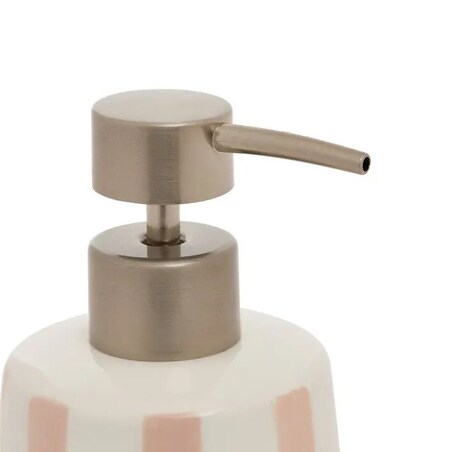 Dozownik ceramiczny w paski biało-pudrowe, 400 ml, Strio