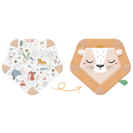 Mata edukacyjna interaktywna Lew dla niemowląt dwustronna składana XXL 5w1 Nukido