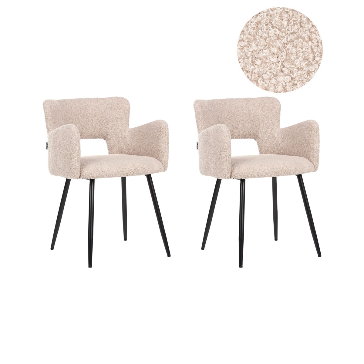 Zestaw 2 krzeseł do jadalni SANILAC Boucle Beżowy