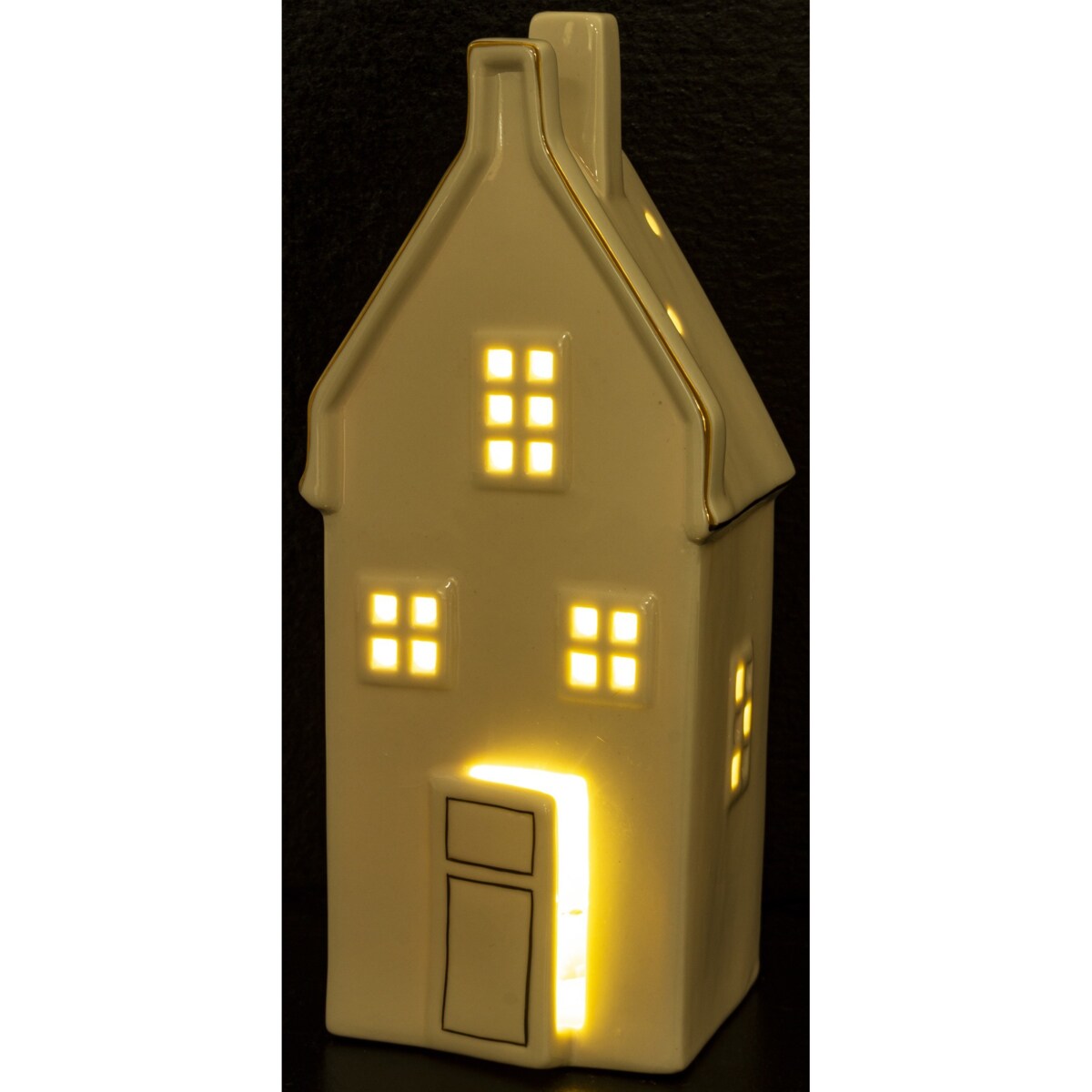 Ceramiczny biały domek LED 20x8,5 cm ADANI - II