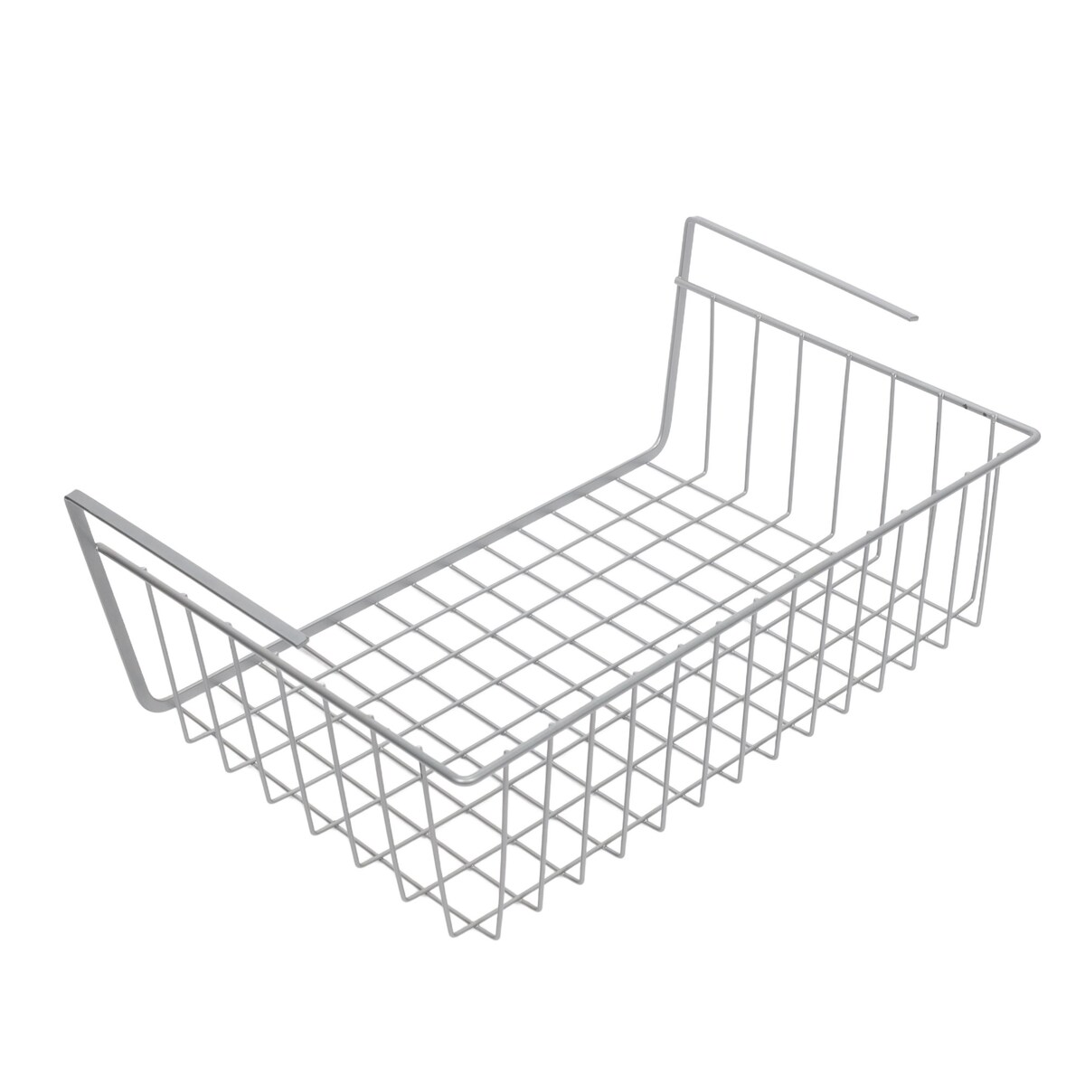 Koszyk podwieszany na owoce, metalowy, jasnoszary, 40 x 25,5 x 14,3 cm