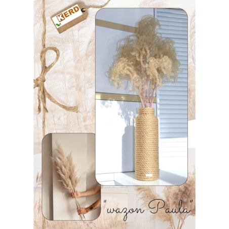 Wazon MARZENA w stylu BOHO jutowy do suszonej trawy i kwiatów * pleciony sznurek jutowy naturalny do trawy pampasowej kompozycji h 20 cm styl skandynawski