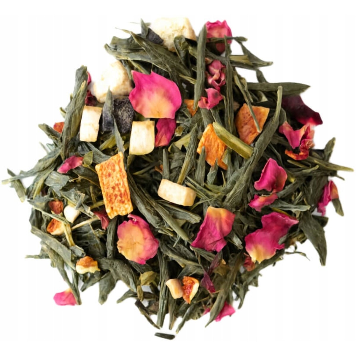 Herbata zielona SENCHA BOŻONARODZENIOWA goździki płatki róży migdały 100g - herbata liściasta sypana mieszanka napar susz