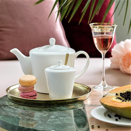 VILLA ITALIA Dzbanek do herbaty porcelanowy 1,3 litra BARI WHITE