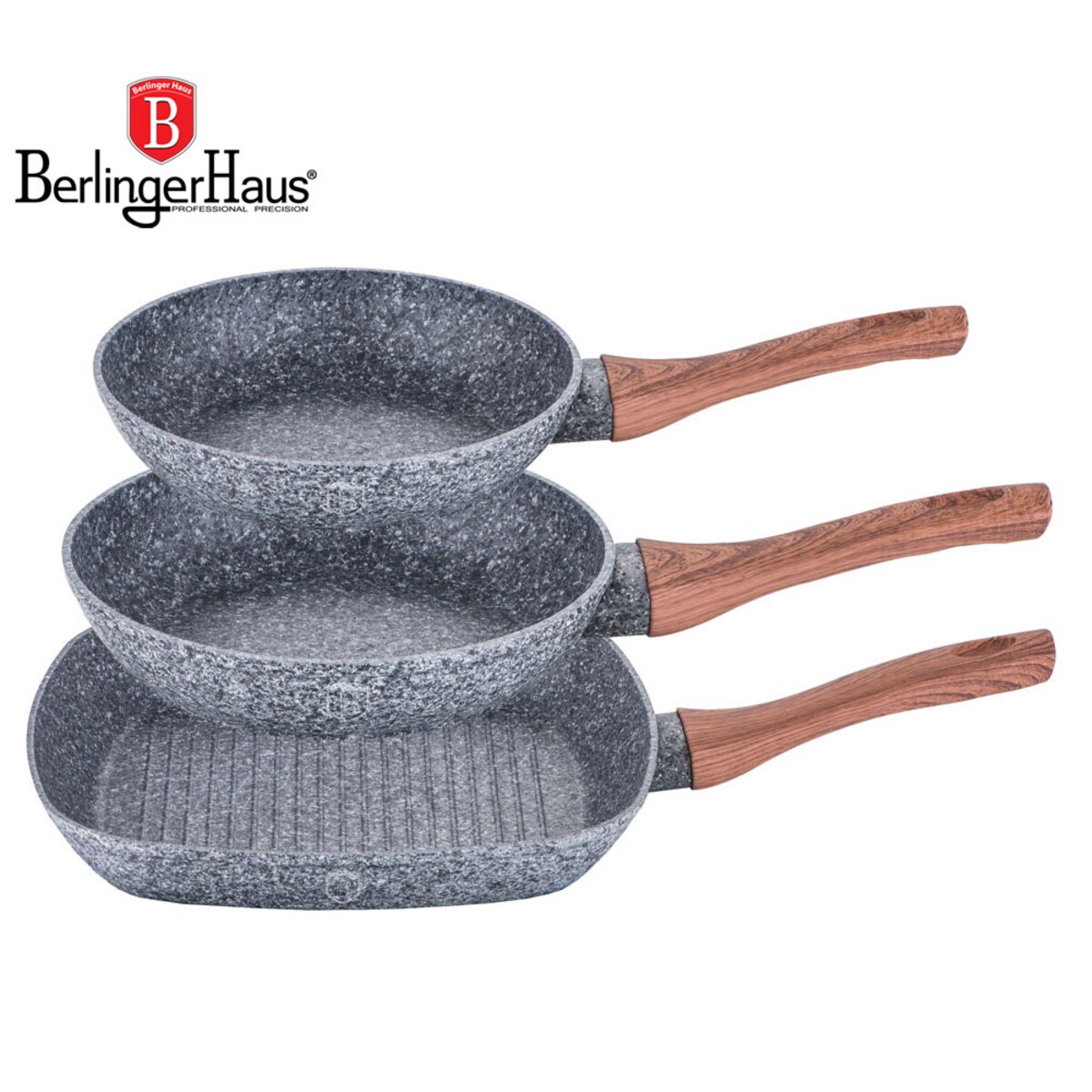 Zestaw patelni 3 ele. 20/24/28 cm BERLINGER HAUS Forest Line