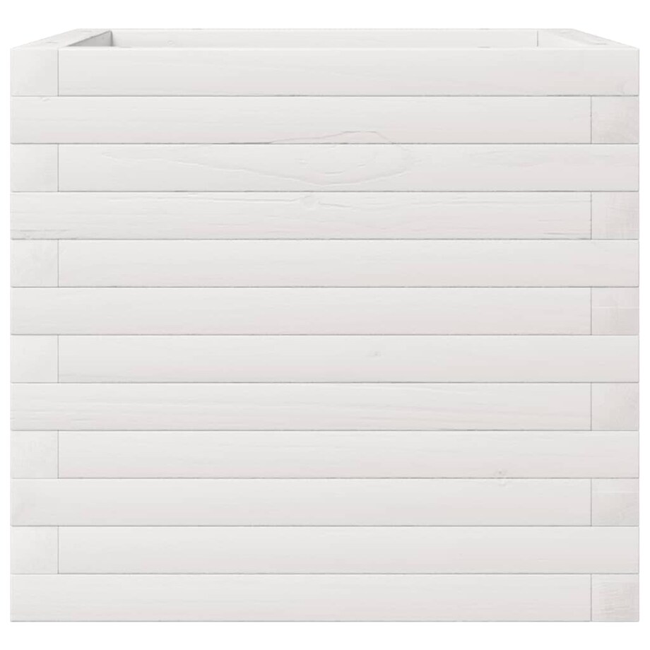 vidaXL Donica ogrodowa, biała, 50x50x45,5 cm, lite drewno sosnowe