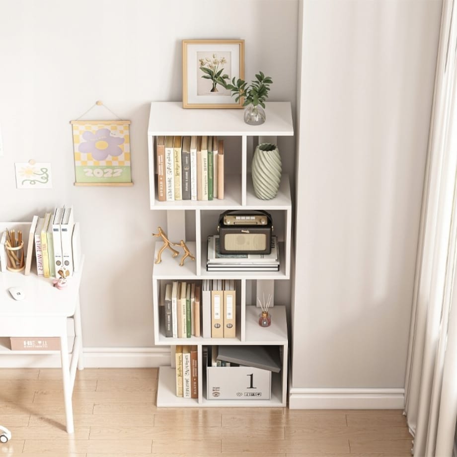 Regał otwarty stojący biały półka szafka biblioteczka nowoczesny loft 140cm