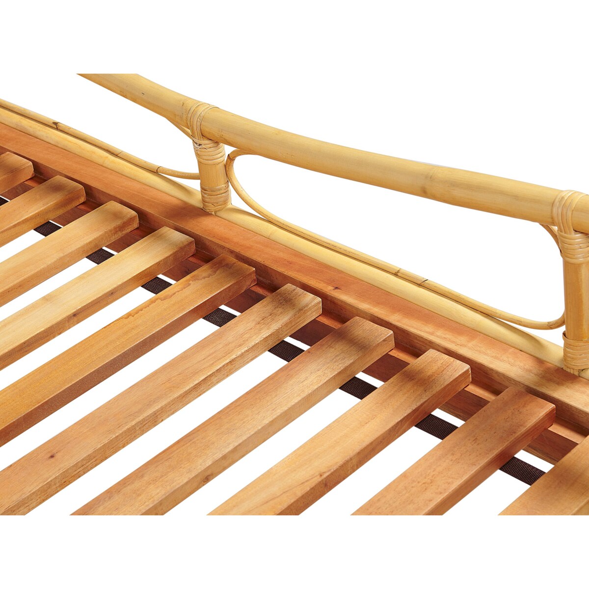 Łóżko rattanowe 140 x 200 cm jasne drewno DOMEYROT