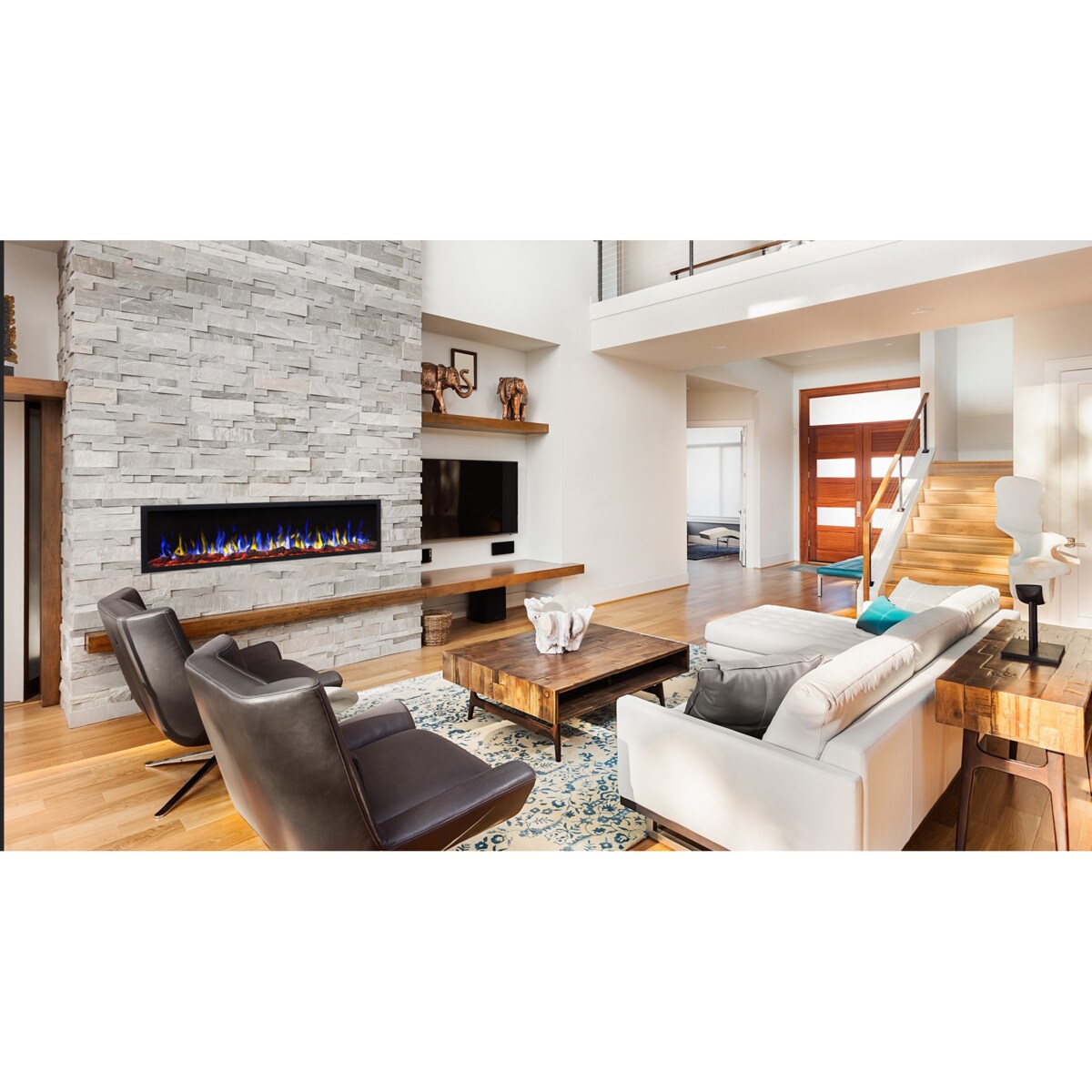 Kominek elektryczny AFLAMO Pride S115 - ścienny i do zabudowy - 115x42x14 cm - kominek LED bez funkcji grzania