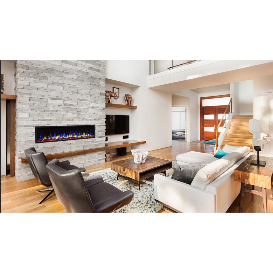 Kominek elektryczny AFLAMO Pride S115 - ścienny i do zabudowy - 115x42x14 cm - kominek LED bez funkcji grzania