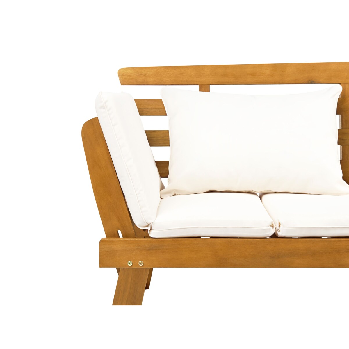 Ławka ogrodowa z poduchą PORTICI 210 cm Drewno Jasne drewno