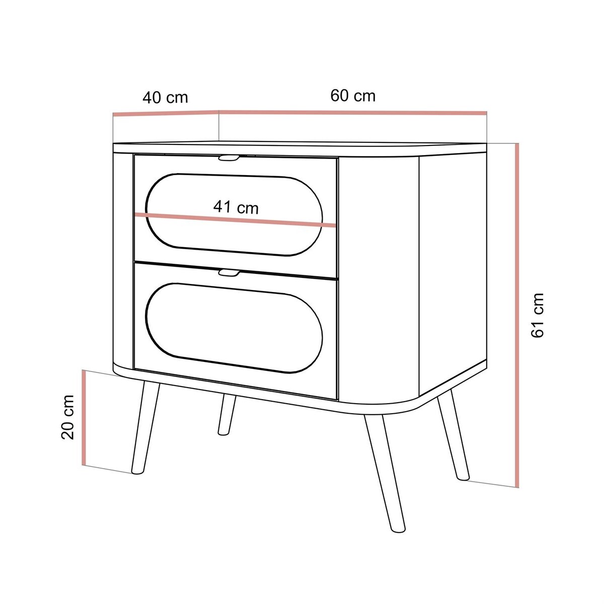Lukmebel Szafka nocna SHADOW 2S 60x40x61 cm - czarna, złote uchwyty