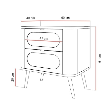 Lukmebel Szafka nocna SHADOW 2S 60x40x61 cm - czarna, złote uchwyty