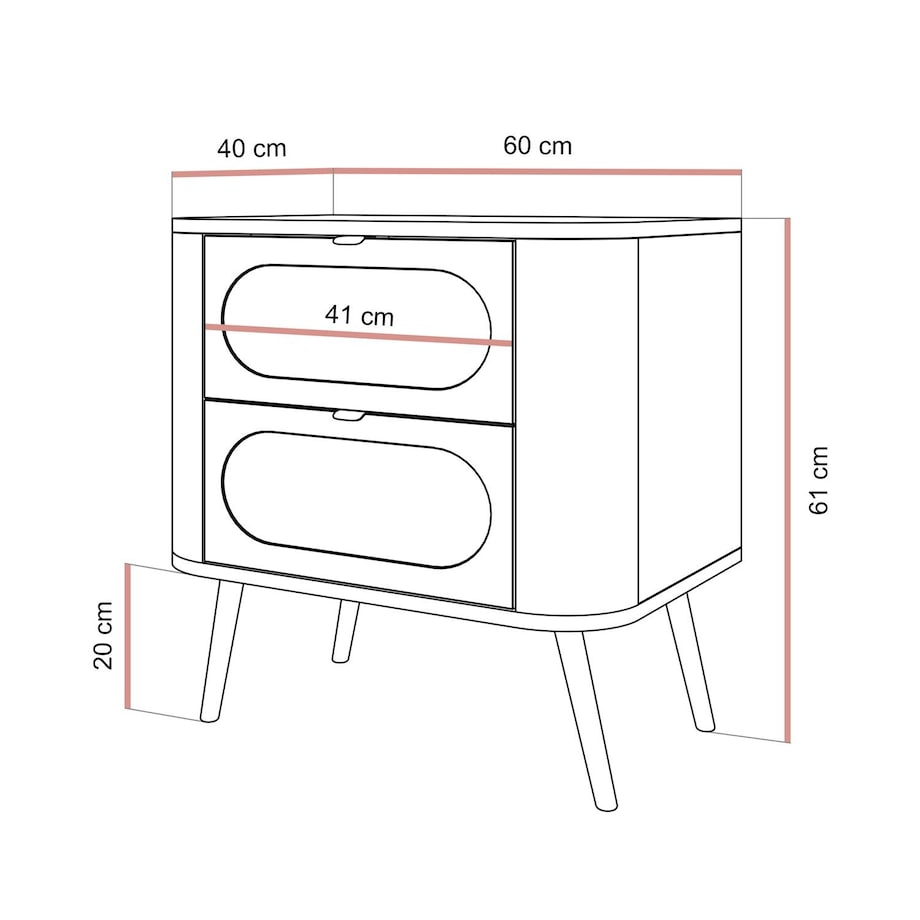 Lukmebel Szafka nocna SHADOW 2S 60x40x61 cm - czarna, złote uchwyty