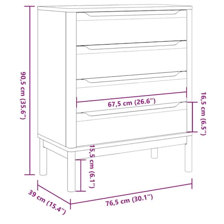 vidaXL Komoda FLORO, woskowy brąz, lite drewno sosnowe