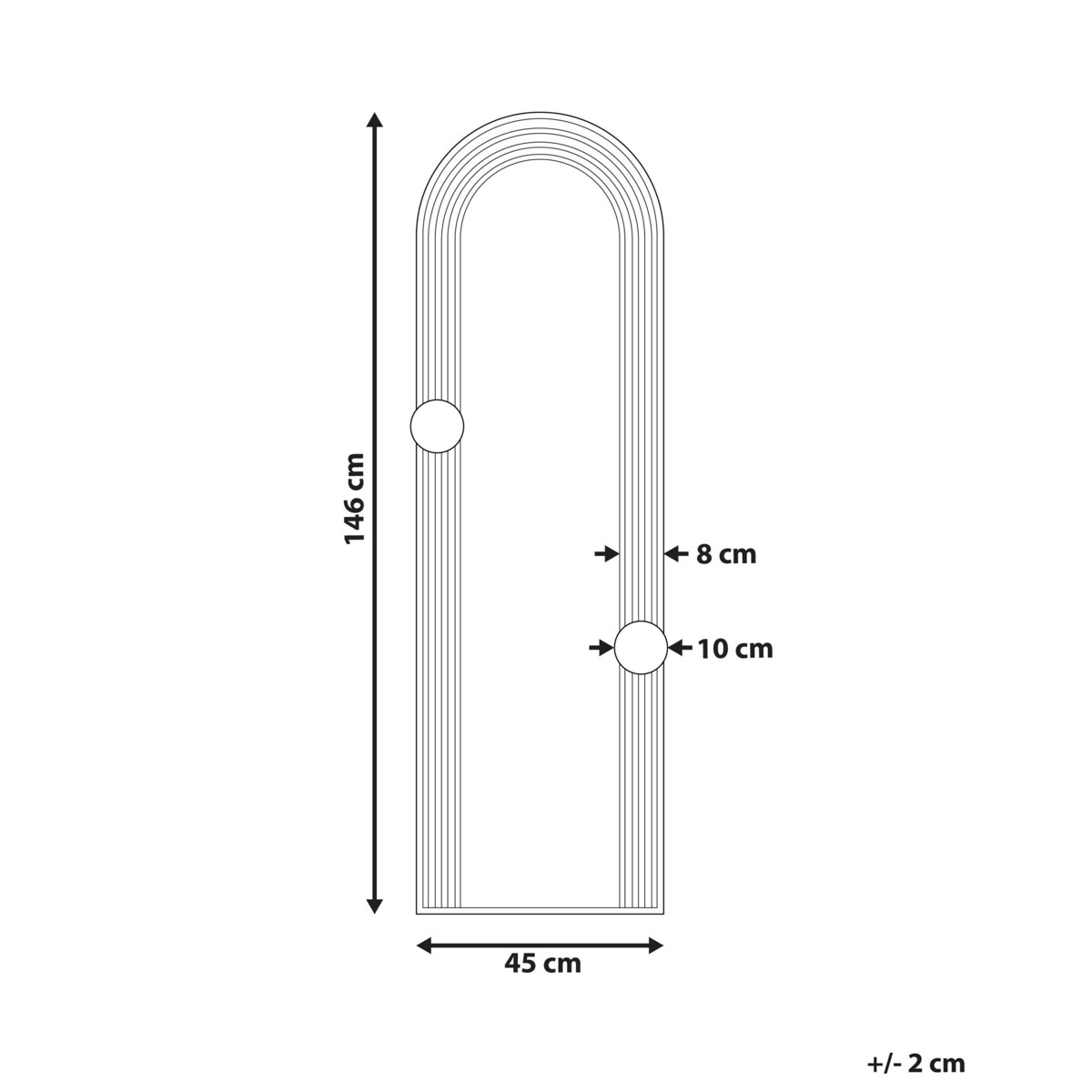Lustro ścienne metalowe 45 x 146 cm czarne AJAIN